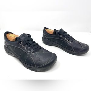 Keen Presidio Womens 8.5 Black Leather Hiking Shoes Sneaker Waterproof Walking